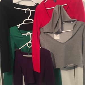 Group of Brand New Crop Top Hoodies.